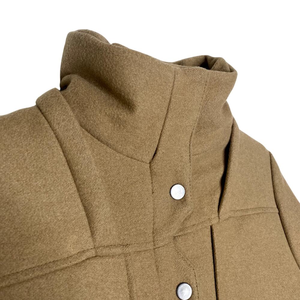 The Kooples Wool Blend Mockneck Utility Pea Coat Small Snap Front Zip Jacket Tan - Picture 3 of 15